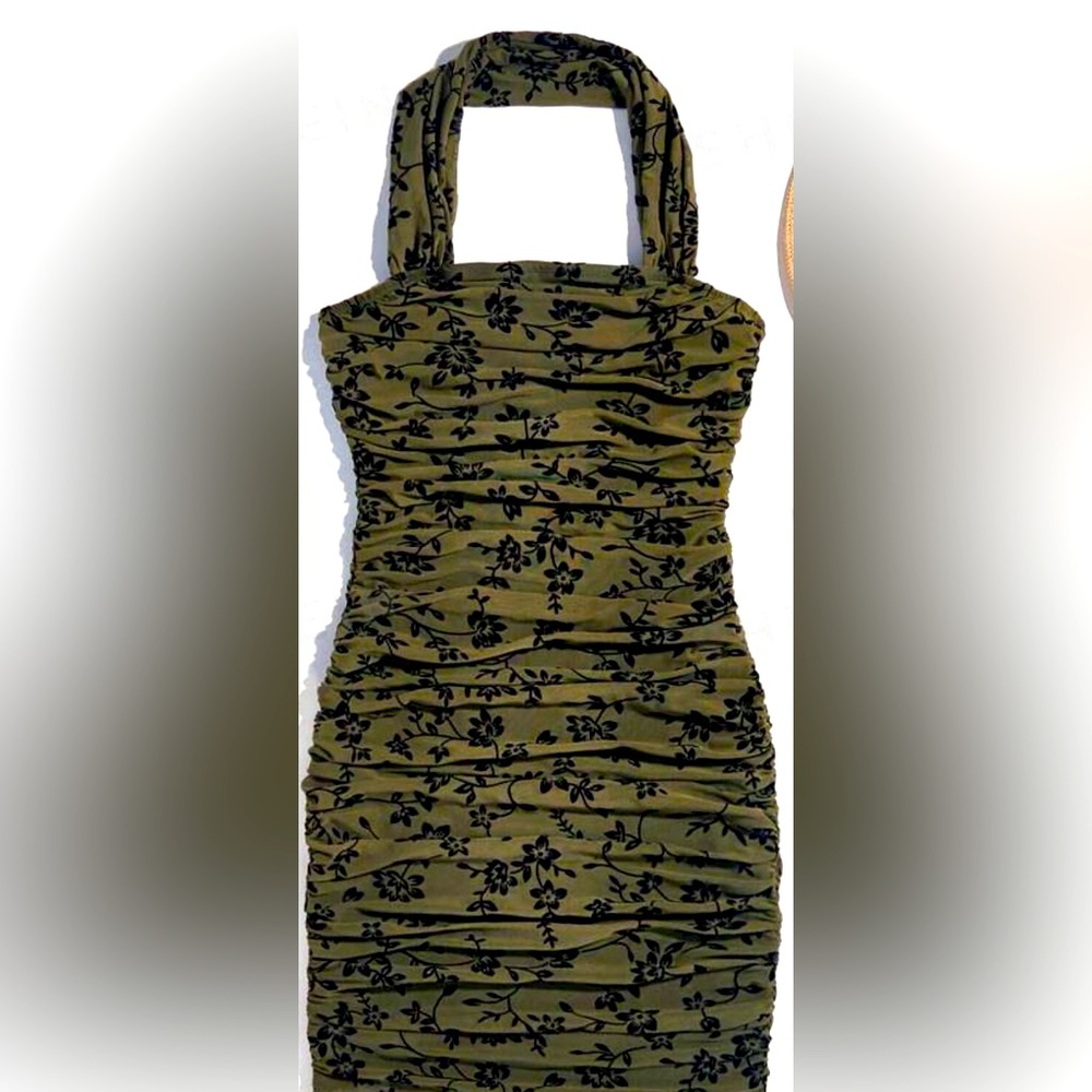 New Cute Olive Green BodyCon dress. Hugs your curves. Halter Dress